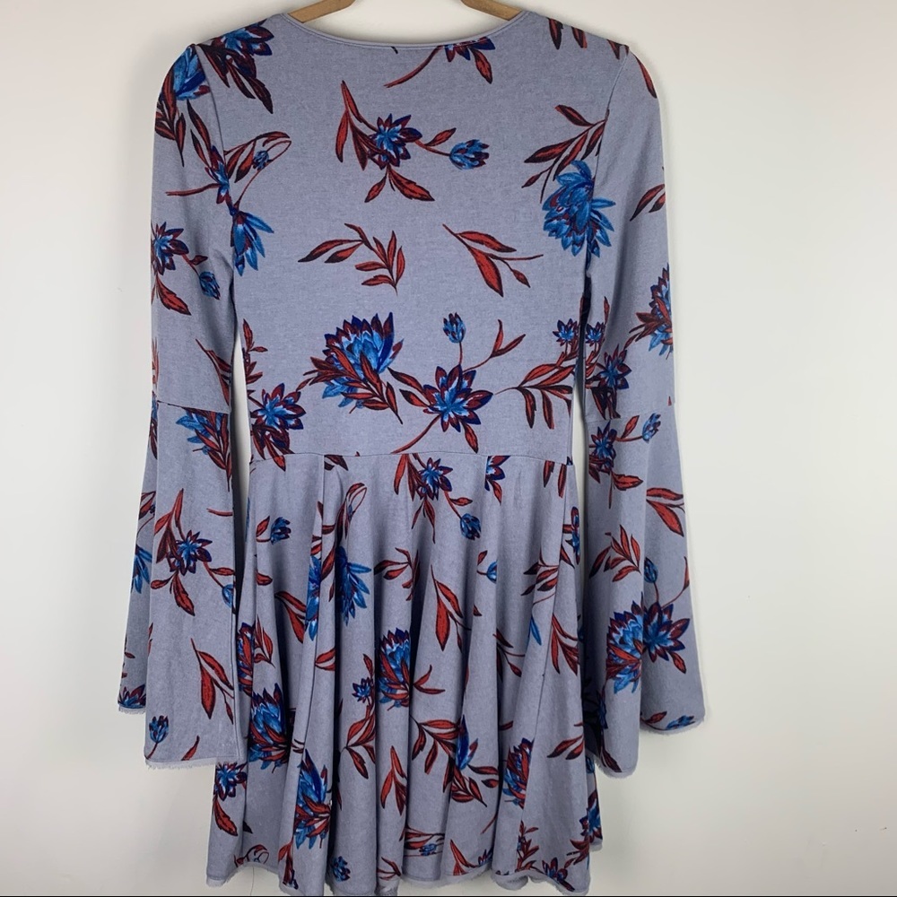 UO Kimichi Blue Floral Print V-Neck Purple Dress - Picture 10 of 11